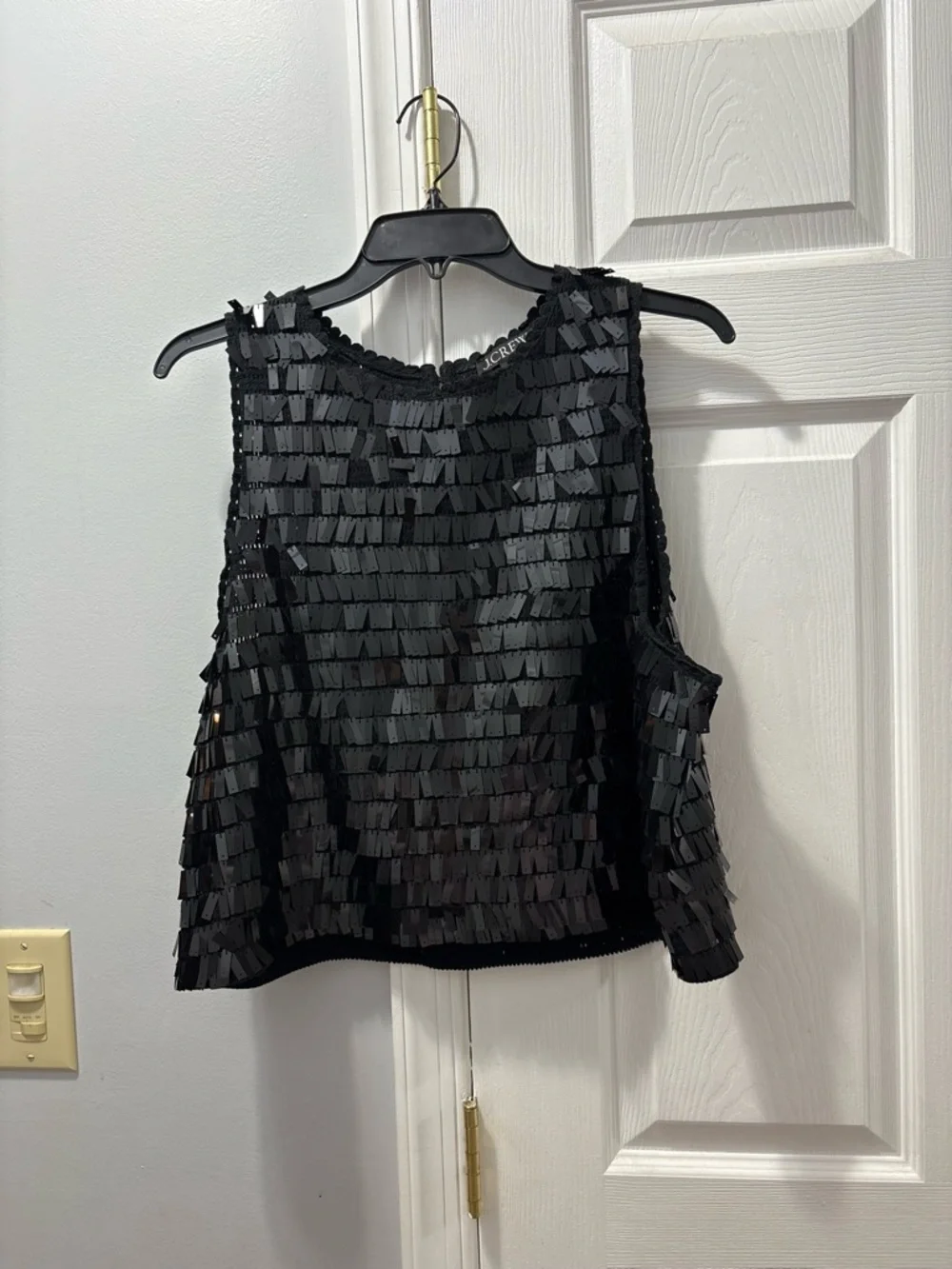 J. Crew Black Sequin Fringe Tank Top